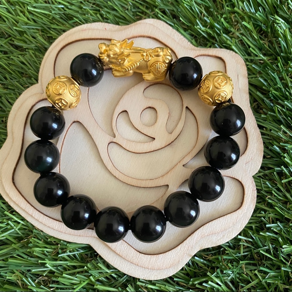Pure 24k Solid Gold Wealth Bracelet pixiu piyao